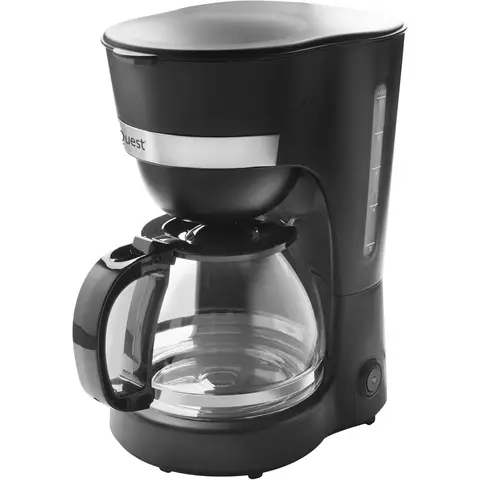 Quest Drip Filter Coffee Machine, Reusable Nylon Filter, 1.25 L Capacity, Black – 36579
