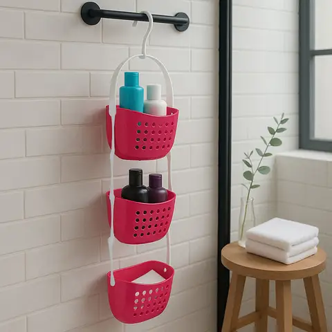 Essentials by Premier 3 Tier Hot Pink Shower Caddy