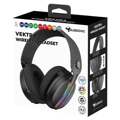 SUBSONIC VEKTRA Casque gaming sans fil compatible PS5, PS4, PC, Xbox, Switch - Noir