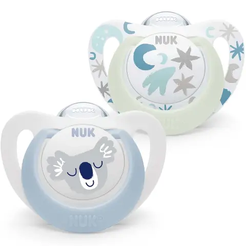 NUK Sternen-Tag & Nacht Sauger (Größe 1, 0–6 Monate) – 2er-Pack mit Leuchteffekt