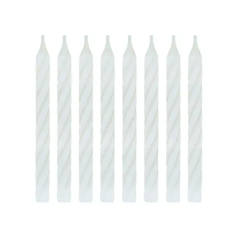 Unique Party Birthday Candles, Striped White, 24 Pack