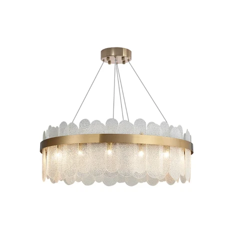 Homary Modern Round 10-Light Tiered Clear Glass Chandelier