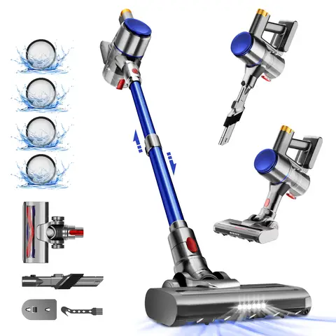 Daynee Aspirateur sans fil 45000Pa, 50 min/1,6 L/HEPA×4, aspirateur sans fil, aspirateur pour poils d'animaux, tapis et sols durs