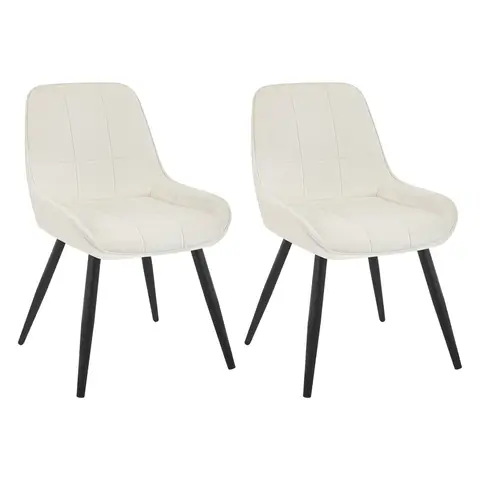 WOLTU 2X Esszimmerstühle, Ergonomischer Stuhl mit Rückenlehne, Samtstuhl mit Metallrahmen, Stühle für Schlafzimmer, Wohnzimmer, Esszimmer und Küche, Creme, BH331cm-2