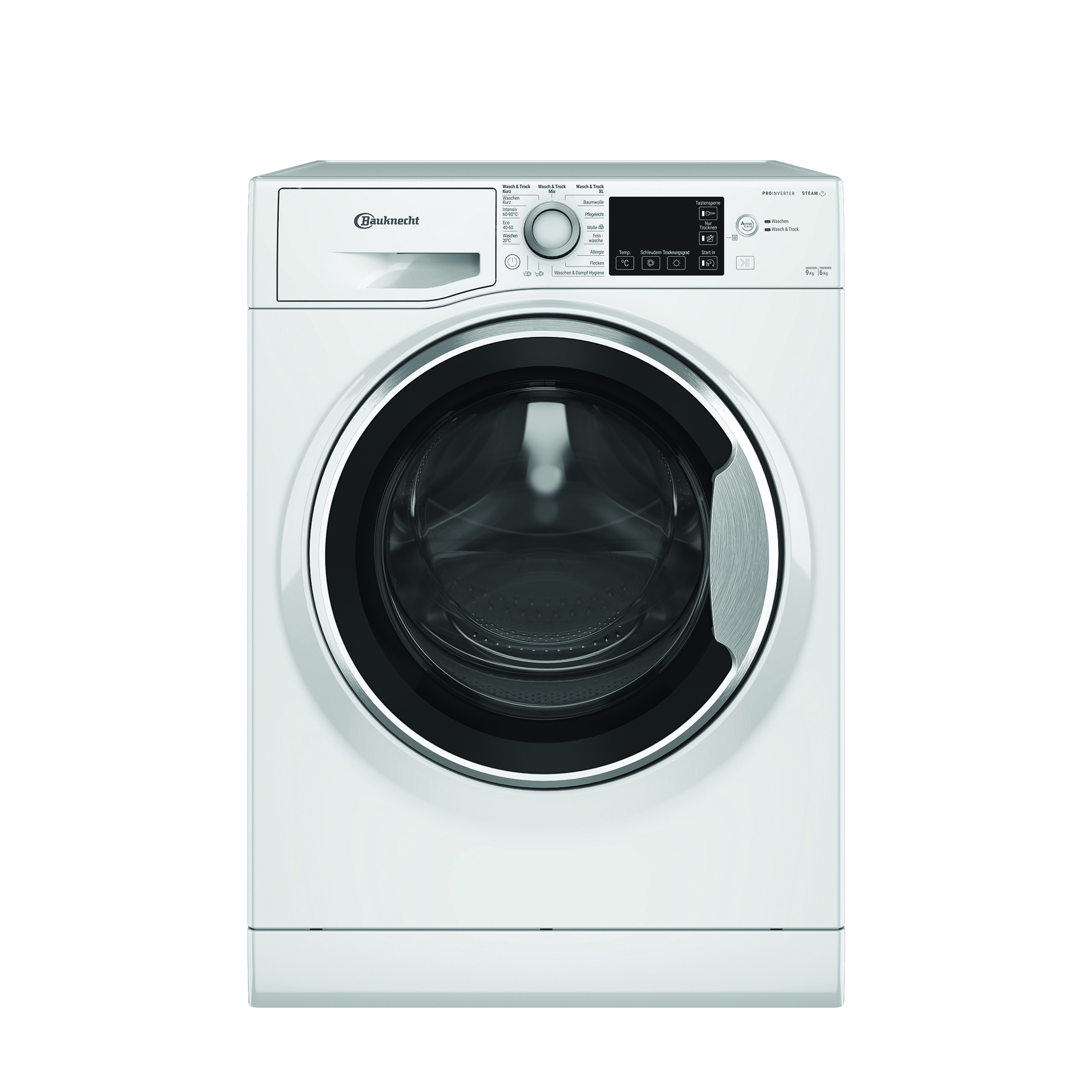 Bauknecht WADR ACTIVE 9614 D Waschtrockner, 9 kg Waschkapazität, 6 kg Trockenkapazität, Active Care Wash & Dry Technologie, Anti-Allergie programm, Wollprogramm, Nachlegefunktion, Dynamic Inverter Motor, Weiß [Energieeffizienzklasse D]