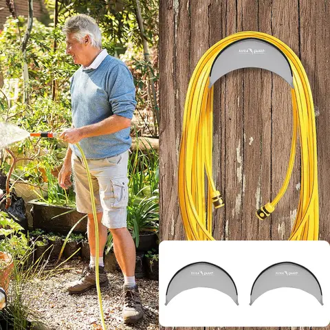 FLORA GUARD 29cm Hose Hanger, Wall-Mounted Metal Hose Holder, Anti-Corrosive Hose Bracket for Wall Storage (2pack Grey)