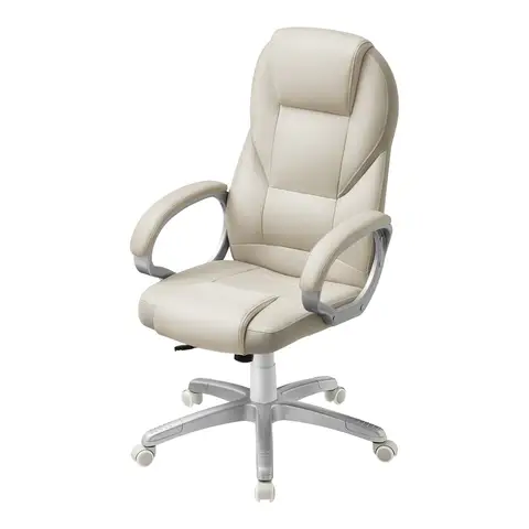 SONGMICSHOME Ergonomic Desk Chair, Adjustable Swivel Office Chair with Silent Wheels, 73x70x(112-122)cm, for Home Workspace, White