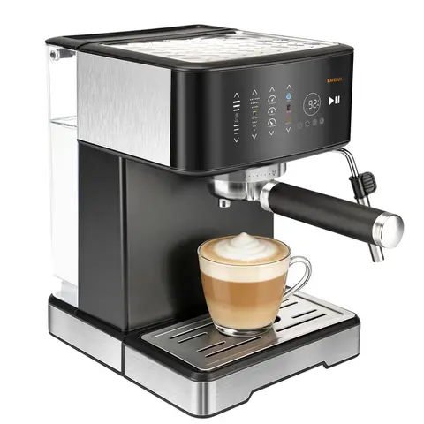 KAFELUX Machine à expresso TC51P | Machine à porte-filtre 20 bars avec buse vapeur, écran tactile LCD et chauffage rapide de 1400 W | Corps en acier inoxydable, réservoir d'eau de 1,7 L | Pour expresso, cappuccino et latte