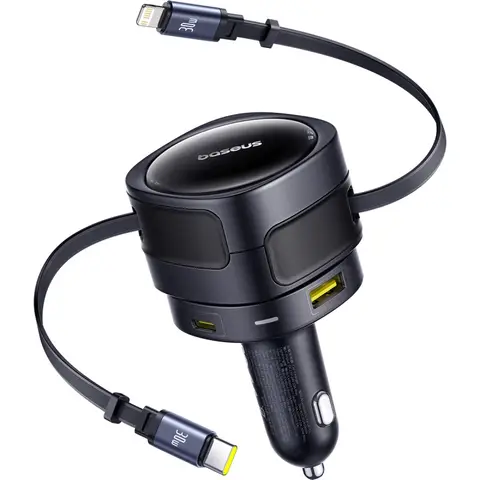 Baseus TuXiang Max Car Charger Dual Line + Dual Port Version (C+L)+(U+C) 90W Interstellar Black