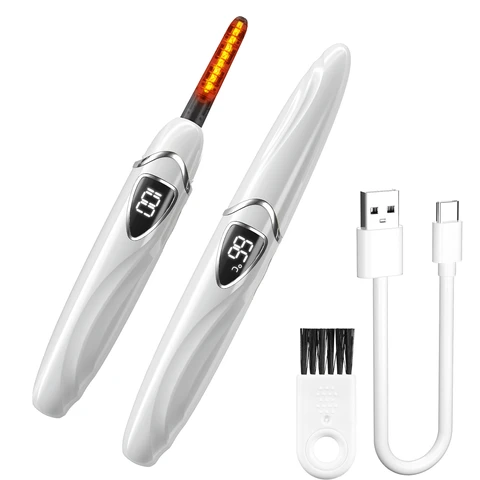 Sunluxy S600 White Electric Eyelash Curler, Natural Curling Long-lasting Shaping, LED Temperature and Power Display, Smart Safe Automatic Power-off, Rechargeable Portable Eyelash Curler