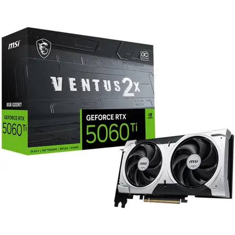 MSI GeForce RTX 5060 Ti 8G Ventus 2X OC Plus - 8GB GDDR7 (28Gbps/128-bit), PCIe 5, Boost: 2602 MHz, HDMI 2.1b, DisplayPort 2.1b, Extra Core Pipes