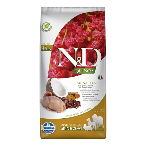 Farmina N&D Quinoa Haut & Fell Hundefutter für Erwachsene Mittel /Großrassen Wachtel 7kg