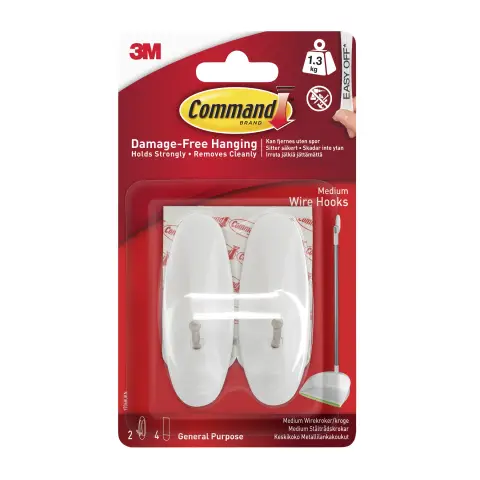 17068 MED WIRE HOOKS WHT PK4