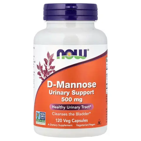 NOW Foods D Mannose Urinary Health 500mg Daily Wellness Support Capsules - 120 Vegan Capsules