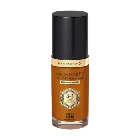Max Factor Facefinity All Day Flawless 3 in 1 SPF 20 Vegan Foundation 30ml - 100 Suntan