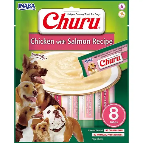 INABA Churu Hundefutter Huhn mit Lachs-Rezept 8 Stücke