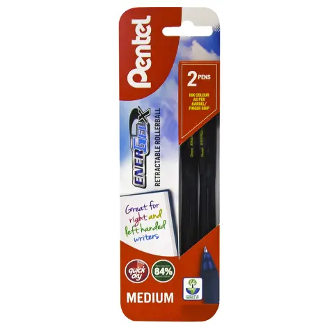 Pentel EnerGel X 0.7 Retractable Gel Pen Black Pack of 2