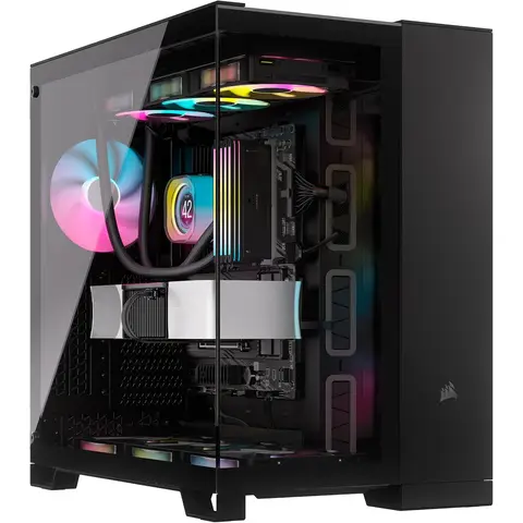 CORSAIR iCUE Link 6500X RGB gehärtetes Glas mATX Mid-Tower Dual-Kammer PC-Gehäuse - 3x CORSAIR RX120 RGB Lüfter inklusive - Breite Kühlflexibilität - Reverse Connection Motherboard