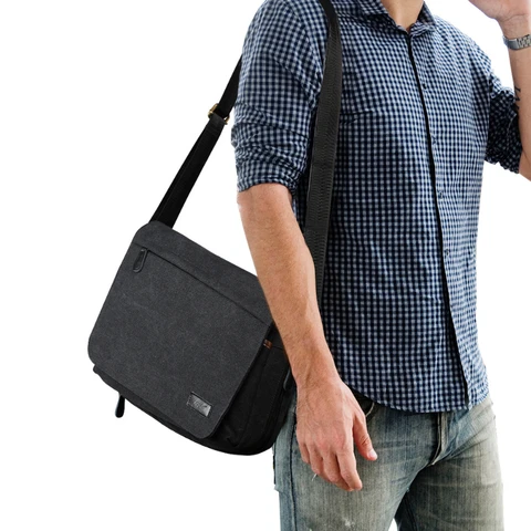 Kono Messenger Bags, Men's Canvas Shoulder Bag Retro Laptop Briefcase with Multiple Pockets for School Travel Business, Fits for 13 Inch Laptop