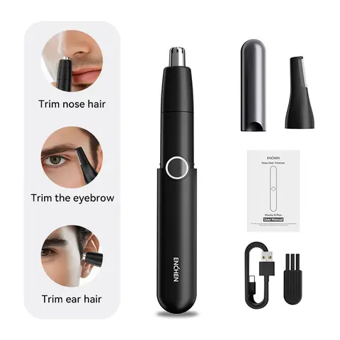 Enchen Mocha N Plus Waterproof 2-In-1 Nose & Eyebrow Hair Trimmer With Smart Travel Lock,1pc