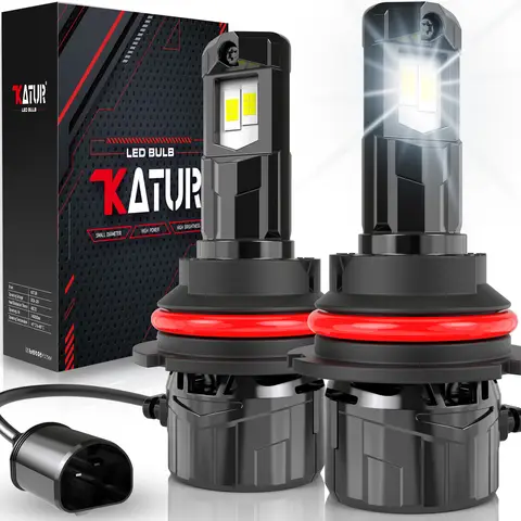 KATUR HB5 LED Headlight Bulb 120W 30000LM, 9007 LED Bulb 6000K Xenon White Plug and Play 1:1 Mini Size High Efficiency Cooling System 9007 HB5 Hi/Lo Beam Headlight Bulbs, Pack of 2