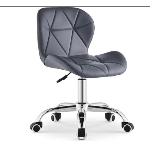 CLIPOP Grey Office Desk Chair Adjustable Height Computer Swivel Chair with Chrome Base and 360° Castors, PU Leather Computer Desk for Home Office Study Room 0098 grey 48*36*80 cm