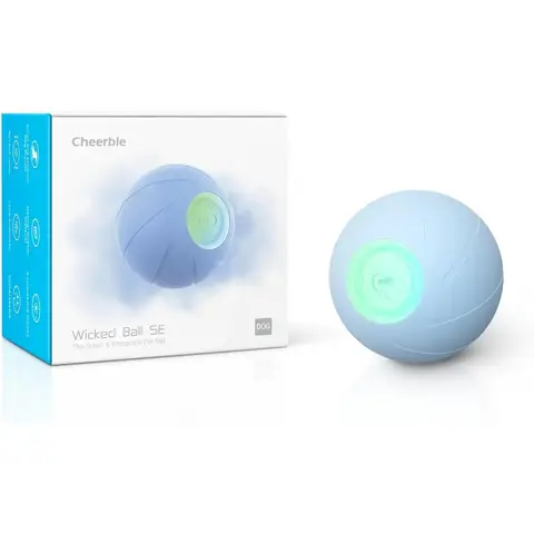 Cheerble Wicked Ball SE - Blue, Self Moving Dog Toy, Wicked Ball SE with 3 Modes, LED Lights, DC Rechargeable, Smart Rotating Bouncing Ball for Small & Medium Dogs