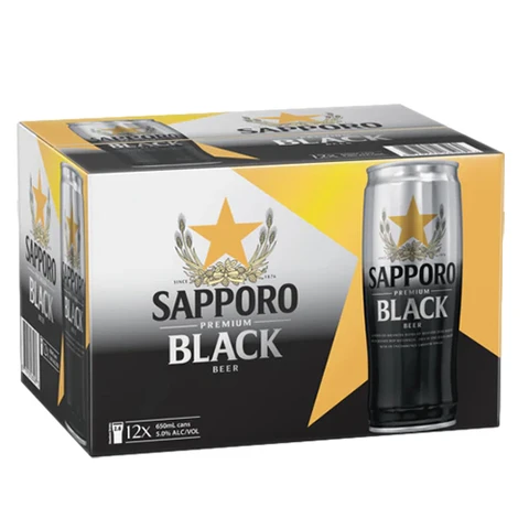 Sapporo Premium Black Beer Can 12x650ml