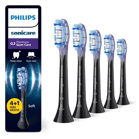 Philips Sonicare Premium GumCare – Opzetborstels voor Elektrische Tandenborstel – Zwart – Verpakking van 5 - HX9055/88