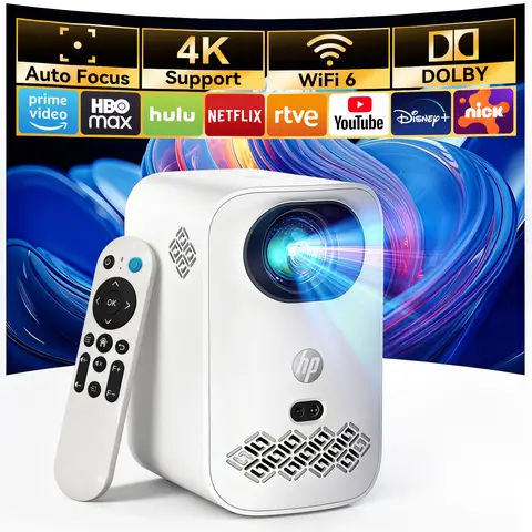 HP Projektor CC360, FHD Smart-Projektor, Projektor mit WLAN und Bluetooth, kabellose Projektion, Autofokus, 4K-Unterstützung, Netflix, Disney+