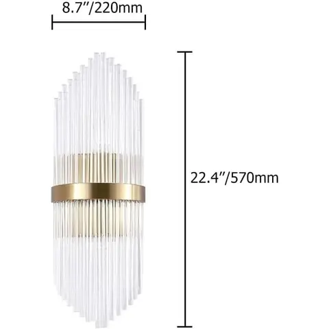 Homary Striaged 2-Lichts Gouden Wandarmatuur - Moderne Glas- en Metalen Kaptafelverlichting voor Badkamer, Woonkamer & Gang