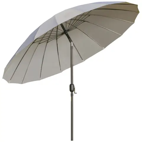 Outsunny 2.5m Shanghai Garden Parasol Umbrella with Crank & Tilt, Outdoor Table Parasol with 16 Fibreglass Ribs, Adjustable Outdoor Sun Shade, Light Grey