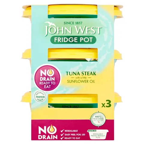 John West No Drain Tuna Steak in Sunflower Oil 3 x 110g