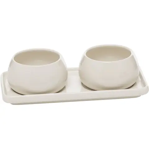 Secret de Gourmet Nora Aperitiefset - 3 stuks, Witte Keramische Dienblad