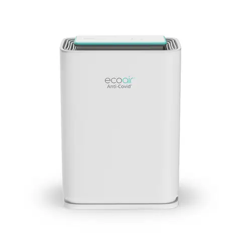 ecoair AVS Anti-Covid Air Steriliser – Thermo-Clean Technology， 100 m³/h Airflow， Quiet 28–43 dB， Nano-Silver Washable Filter， 42 m² Coverage – White
