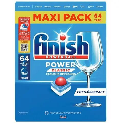 Finish Power Classic Fresh All in 1 Tabs Maxi Pack 64 Tabs