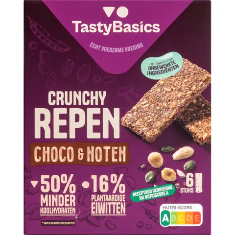 TastyBasics Crunchy Repen Choco & Noten 6 Stuks 138 g