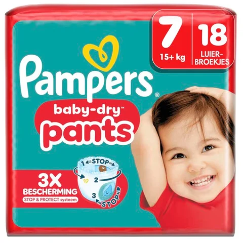 Pampers Baby-Dry Pants Maat 7, 18 Luierbroekjes, 15kg+