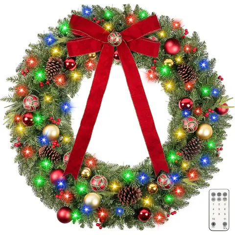Couronne de Noël avec ornements 120 cm - 1 pièce