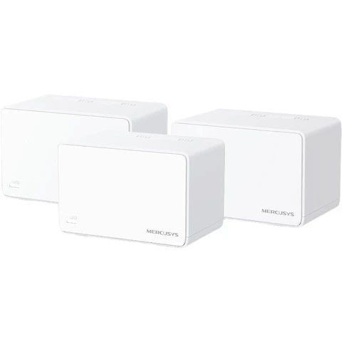Mercusys Halo H3000X Mesh-WLAN-Set (3er-Pack), Wi-Fi 6 AX3000 Dualband-Router & Repeater, 3 × Gigabit-Anschlüsse pro Einheit, MU-MIMO, WPA3, Kindersicherung, empfohlen für Häuser mit 3–5 Schlafzimmern