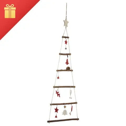 Feeric Wanddecoratie kerstboom, rood/wit, 75cm