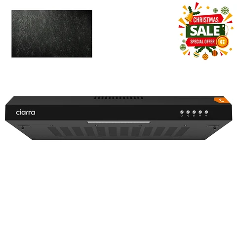 CIARRA Slimline 60 cm Cooker Hood for Cabinet Mounting – Black Housing With Metal Grease filter, Push-Button Control