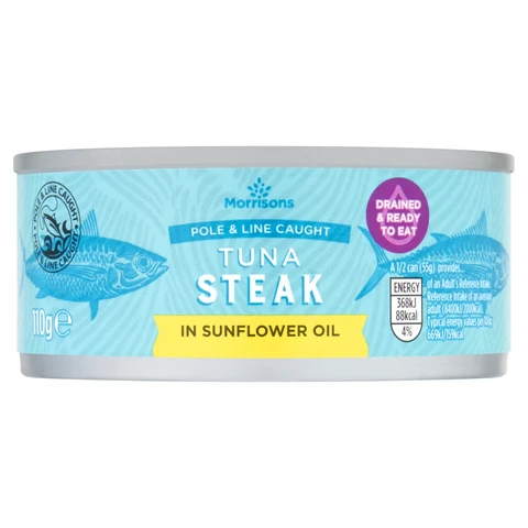 Morrisons Drained Tuna Steaks With Sunflower Oil 110g