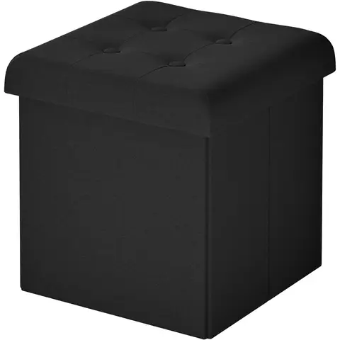 WOLTU Aufbewahrungshocker, Faltbarer Hocker mit Deckel, Fußhocker Falthocker Aufbewürfel, für Wohnzimmer Schlafzimmer, 30x30x30 cm, Schwarz