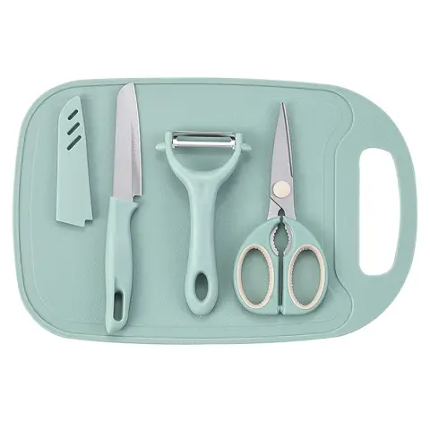 Maxcook cutting board knife, scissors and scraper set, stainless steel fruit knife, scissors, scraper and peeler, 4-piece set  MCPJ3844