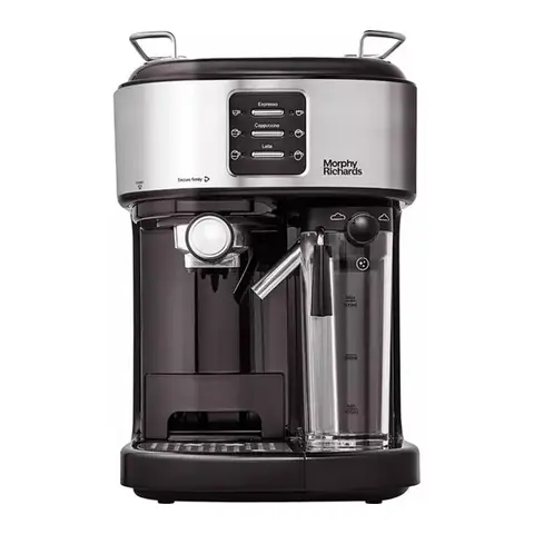 Morphy Richards Traditional Pump Espresso Coffee Machine & Automatic Milk Frother, Black & Silver - 172023