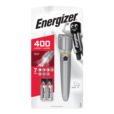 Energizer Vision HD Metal LED Torch 400 Lumens + 2×AA Batteries