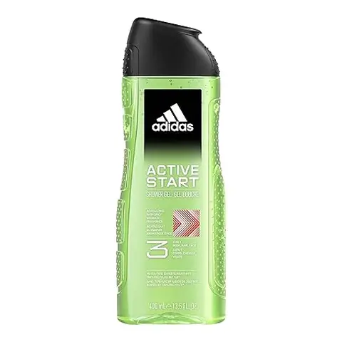 adidas Active Start Duschgel 3-in-1 für Körper, Haare und Gesicht, vegane Formel, 400 ml