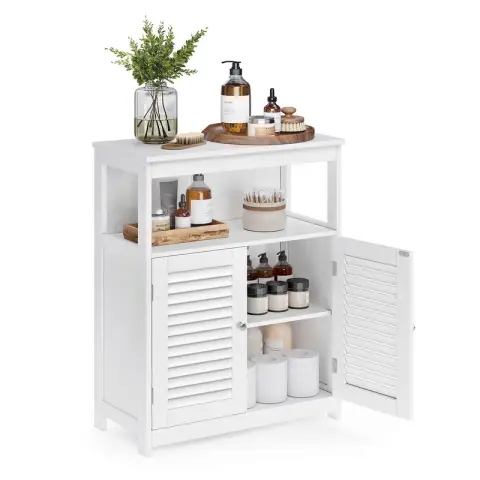 Vasagle Storage Cabinet Shuttered Doors 1 Shelf White
