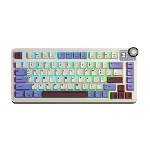 AULA AU75 75% Tri-Mode Mechanical Keyboard, QWERTY US layout, Tri-Mode (BT/2.4G/Wired), Gasket Structure, Fully Hot-Swappable Keys, Star Vector Switch - Beige
